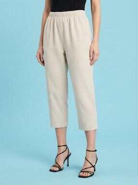 Elastic-Waist Capri Pants with Side Pockets